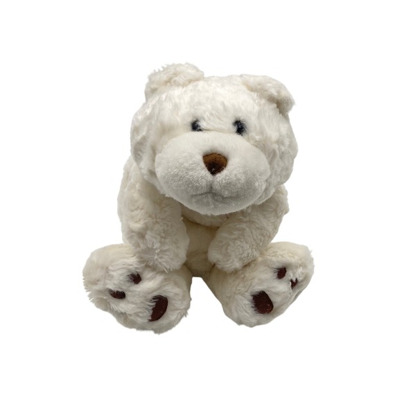 White Plush Teddy Polar Bear Sitting 14" Stuffed Animal Toy Children Kids Soft - Picture 1 of 9